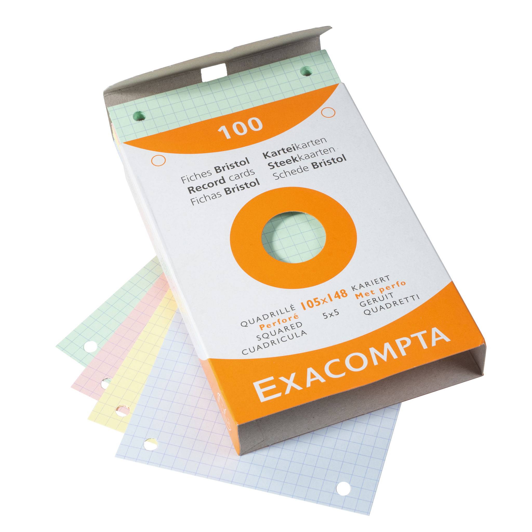 Exacompta 10x 100er Karteikarten kariert gelocht 105x148mm - sortiert - 13659E