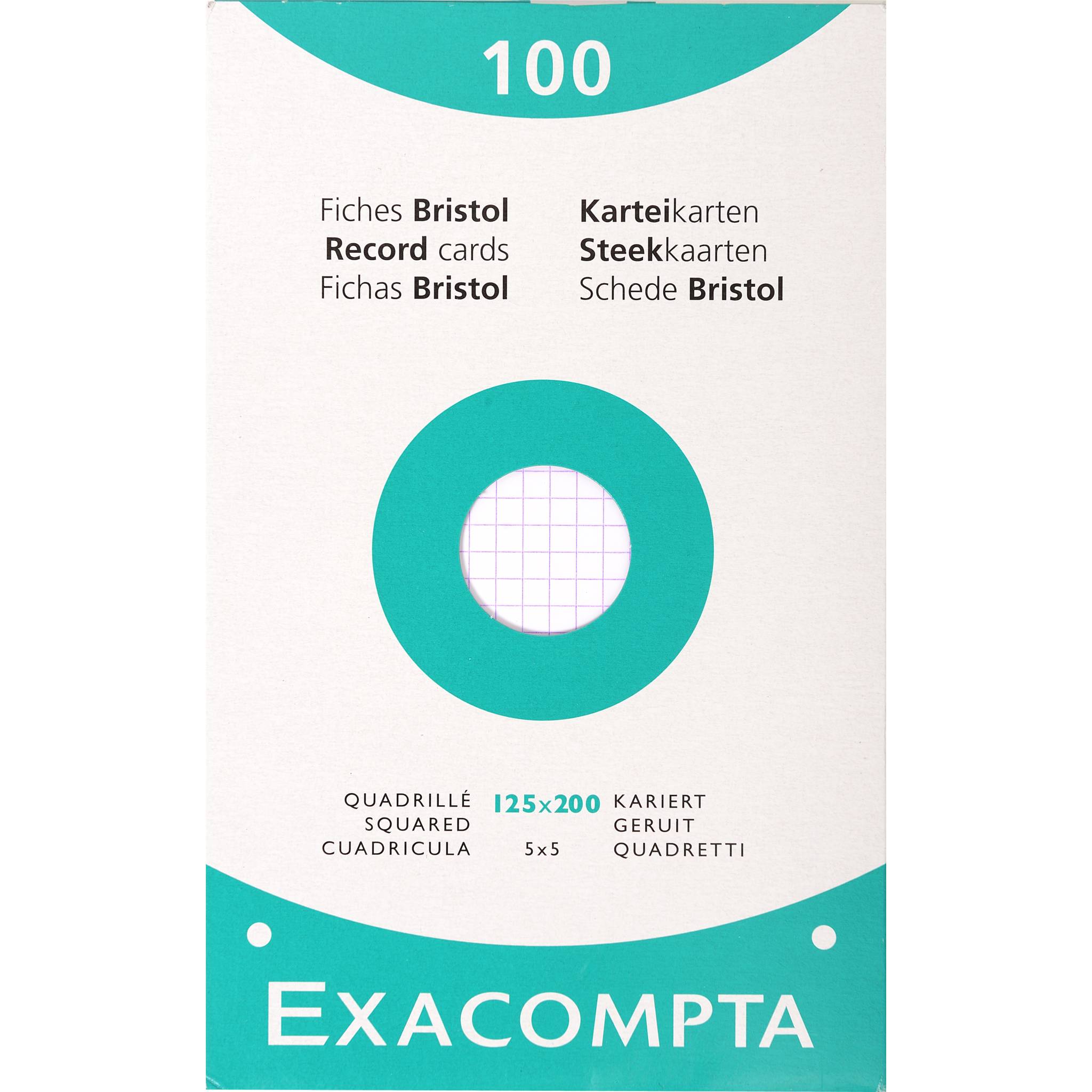 Exacompta 12x Karteikarten 125x200 kariert weiss 100St - Weiß - 13603E