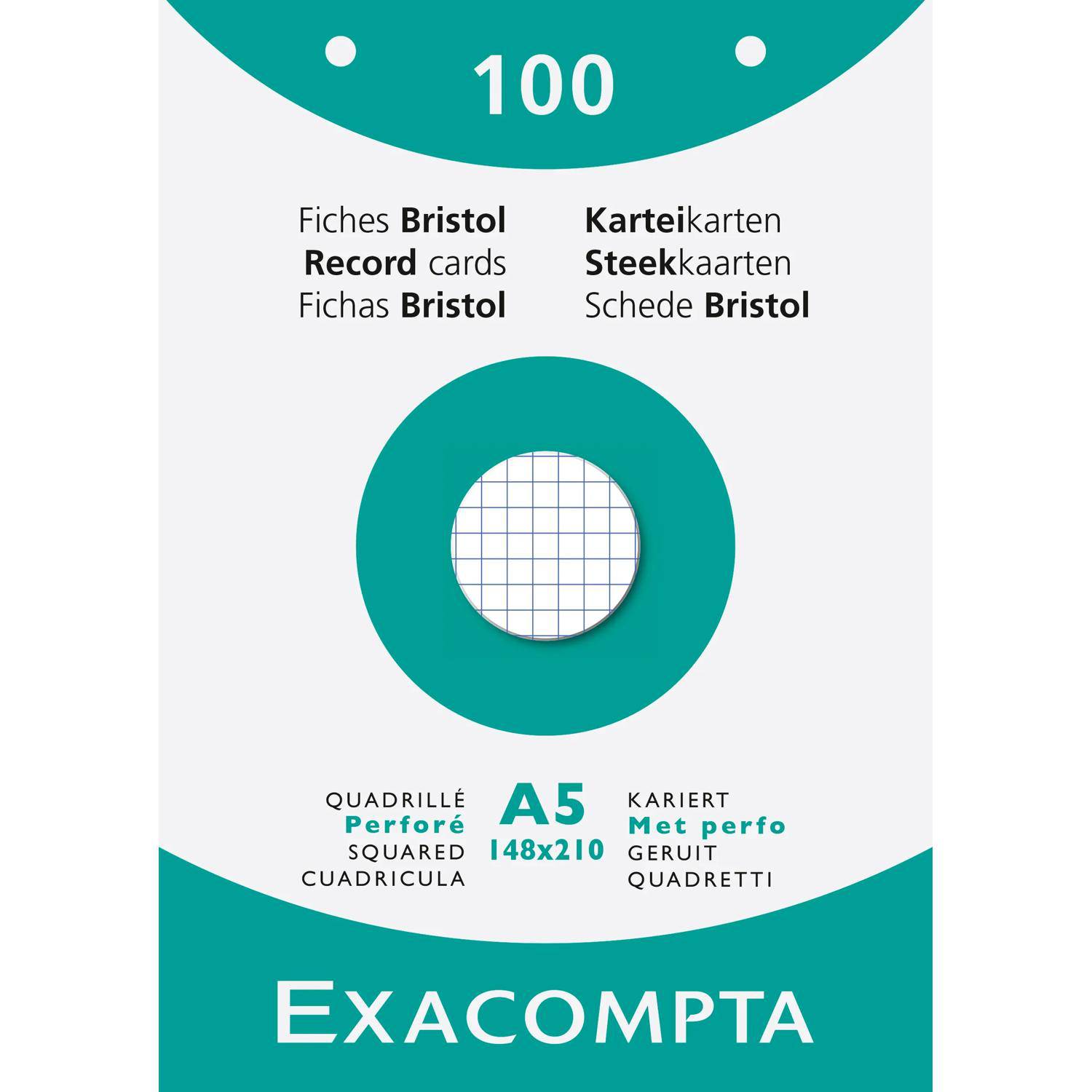 Exacompta 10x Karteikarten 148x200 kar ws 100St perfo - Weiß - 13608E