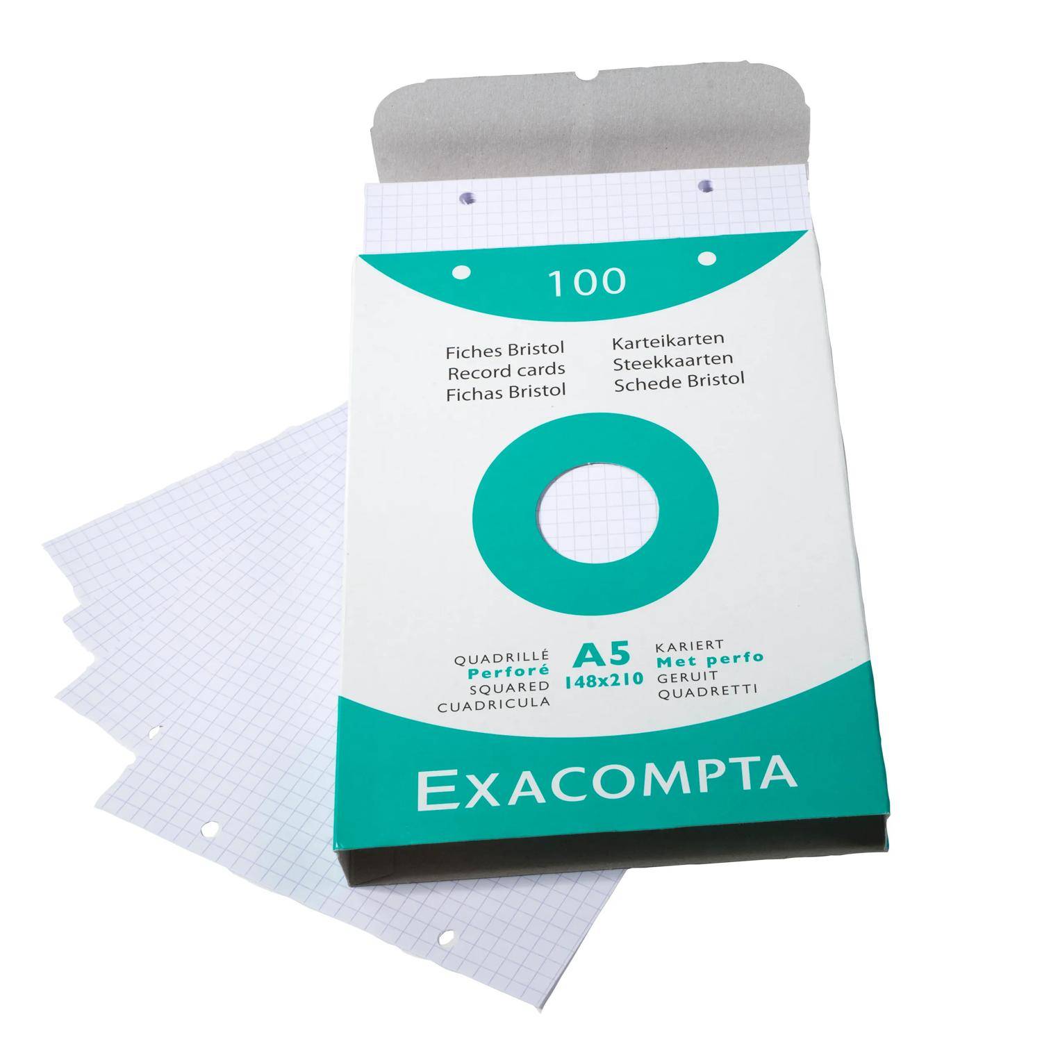 Exacompta 10x Karteikarten 148x200 kar ws 100St perfo - Weiß - 13608E
