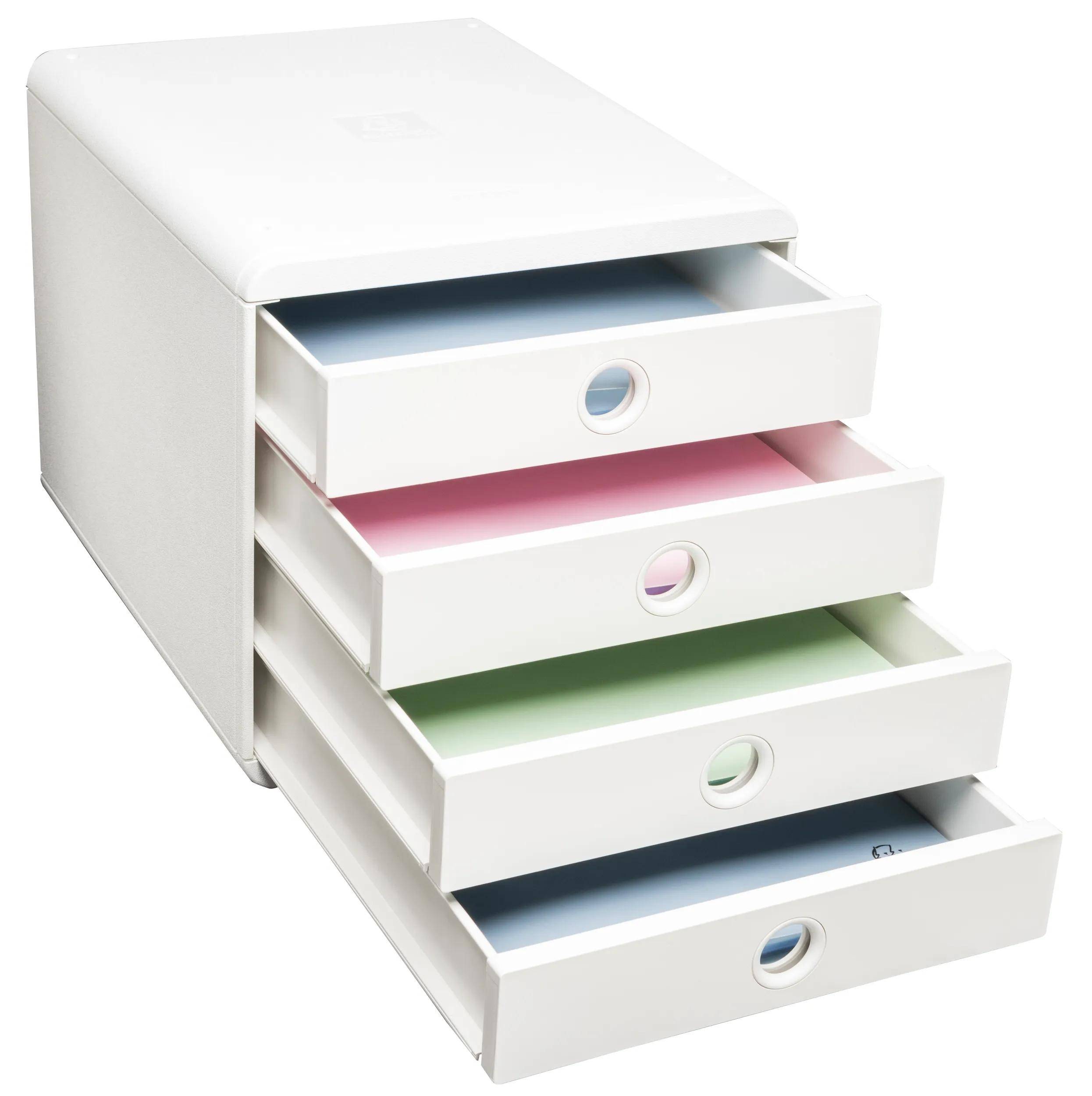 Exacompta Schubladenbox Pop Box, 4 Schubladen, AutentiK - Weiß - 314313D