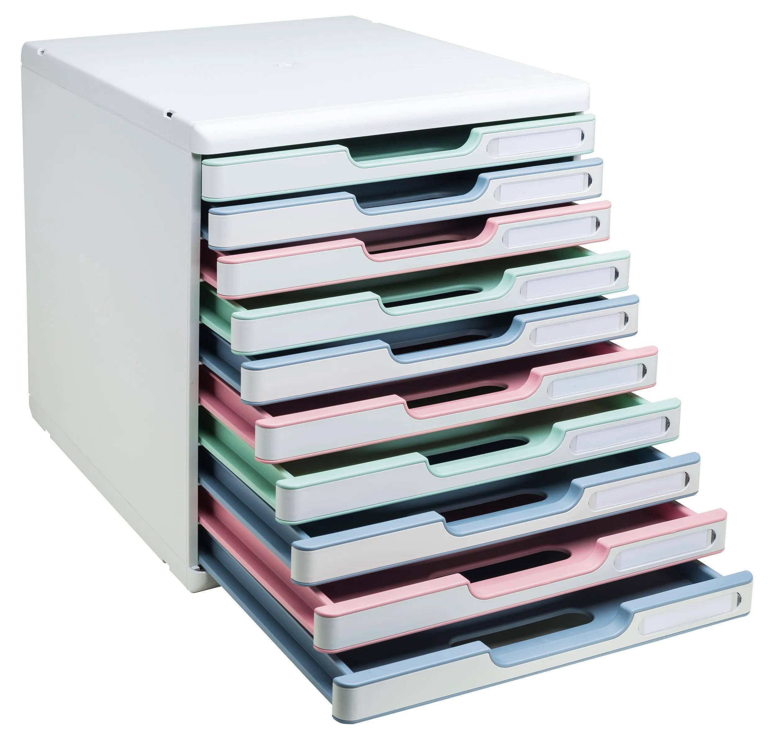 Exacompta Schubladenbox Modulo, 10 Schubladen, AutentiK Farben sortiert 302303D