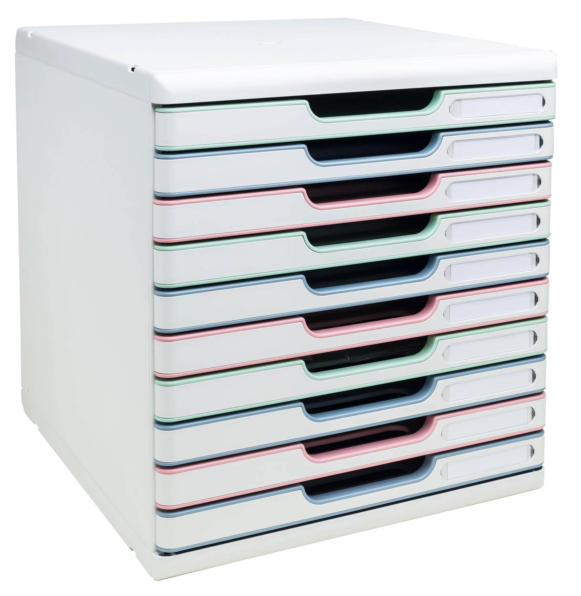 Exacompta Schubladenbox Modulo, 10 Schubladen, AutentiK Farben sortiert 302303D