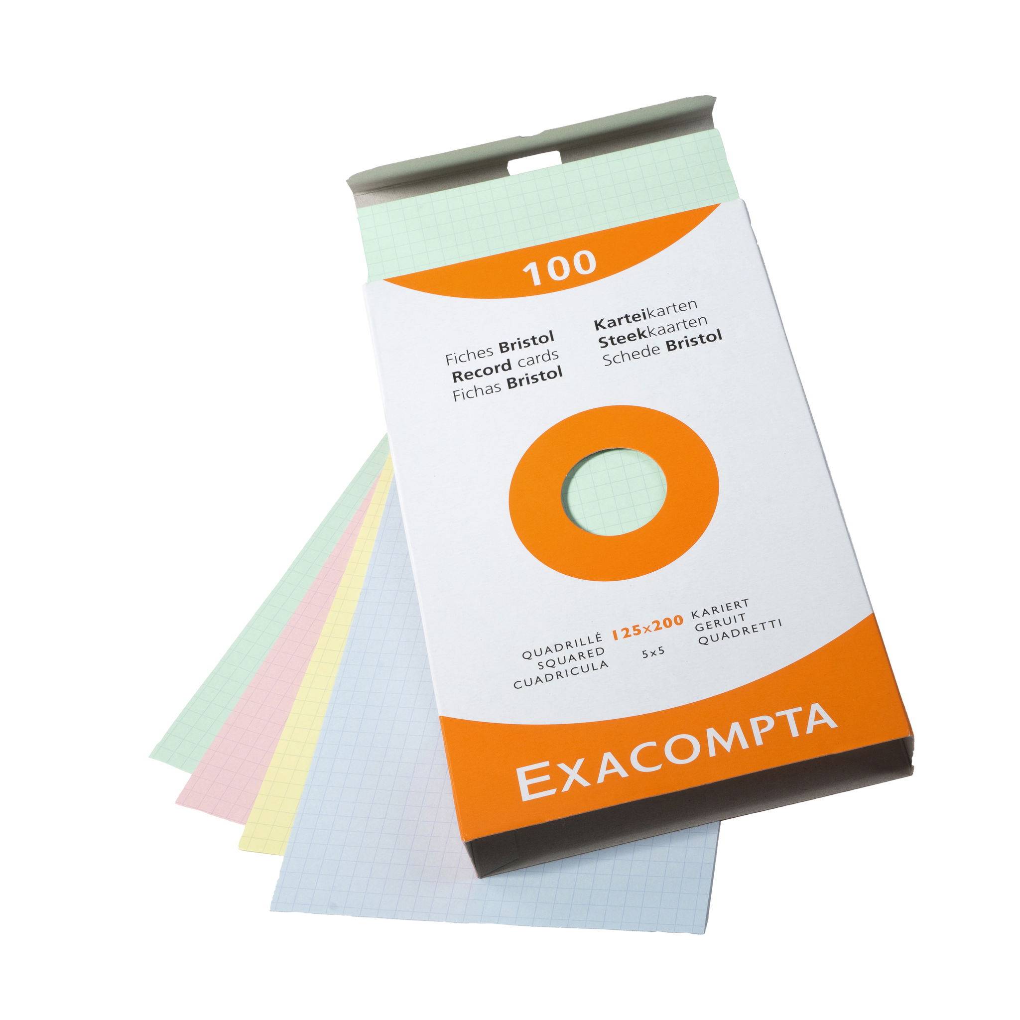 Exacompta 12x Karteikarten 125x200 kariert 100St - sortiert - 13273E