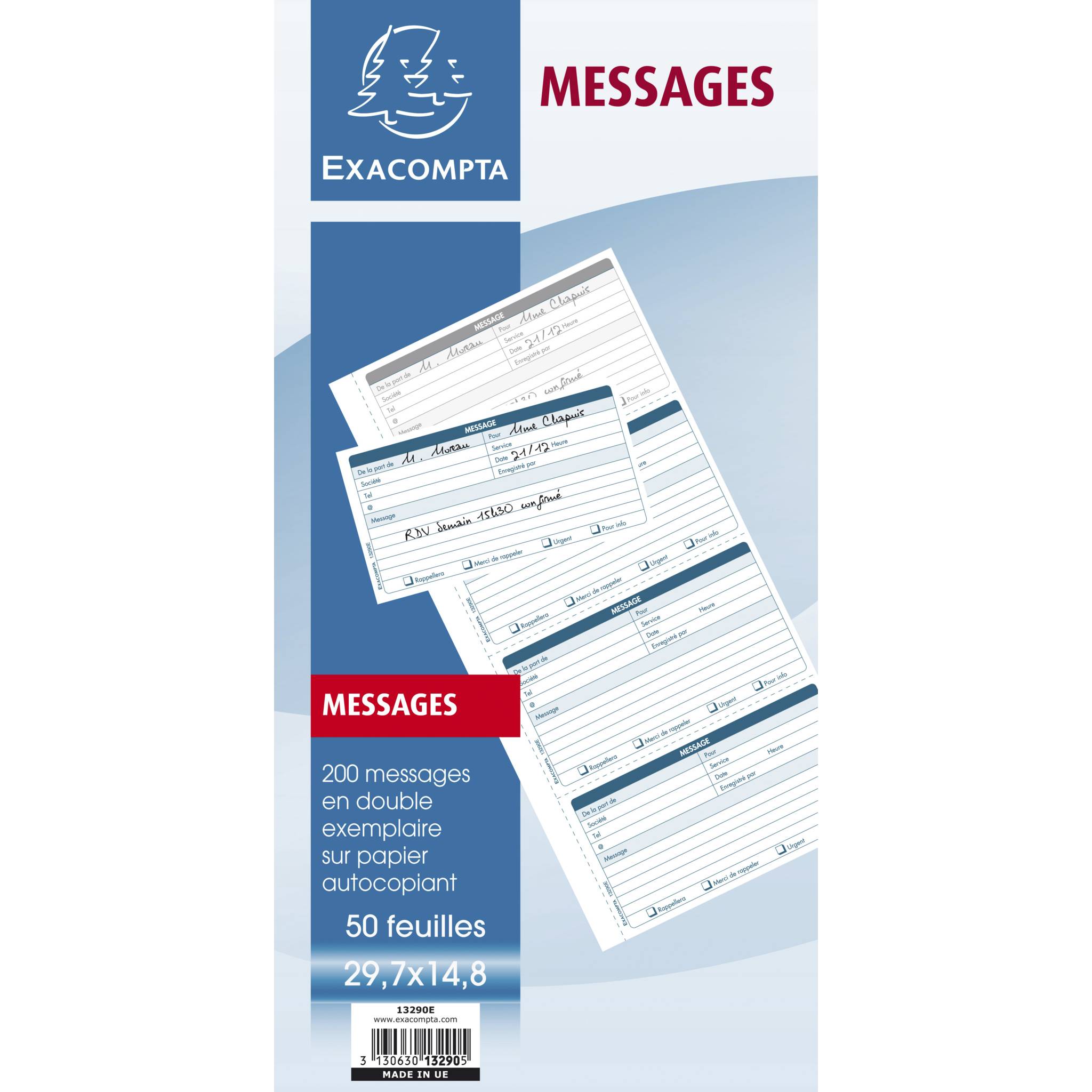 Exacompta 5x Telefon Notizen 29.7x14.8 50B mit Doppel - - 13290E