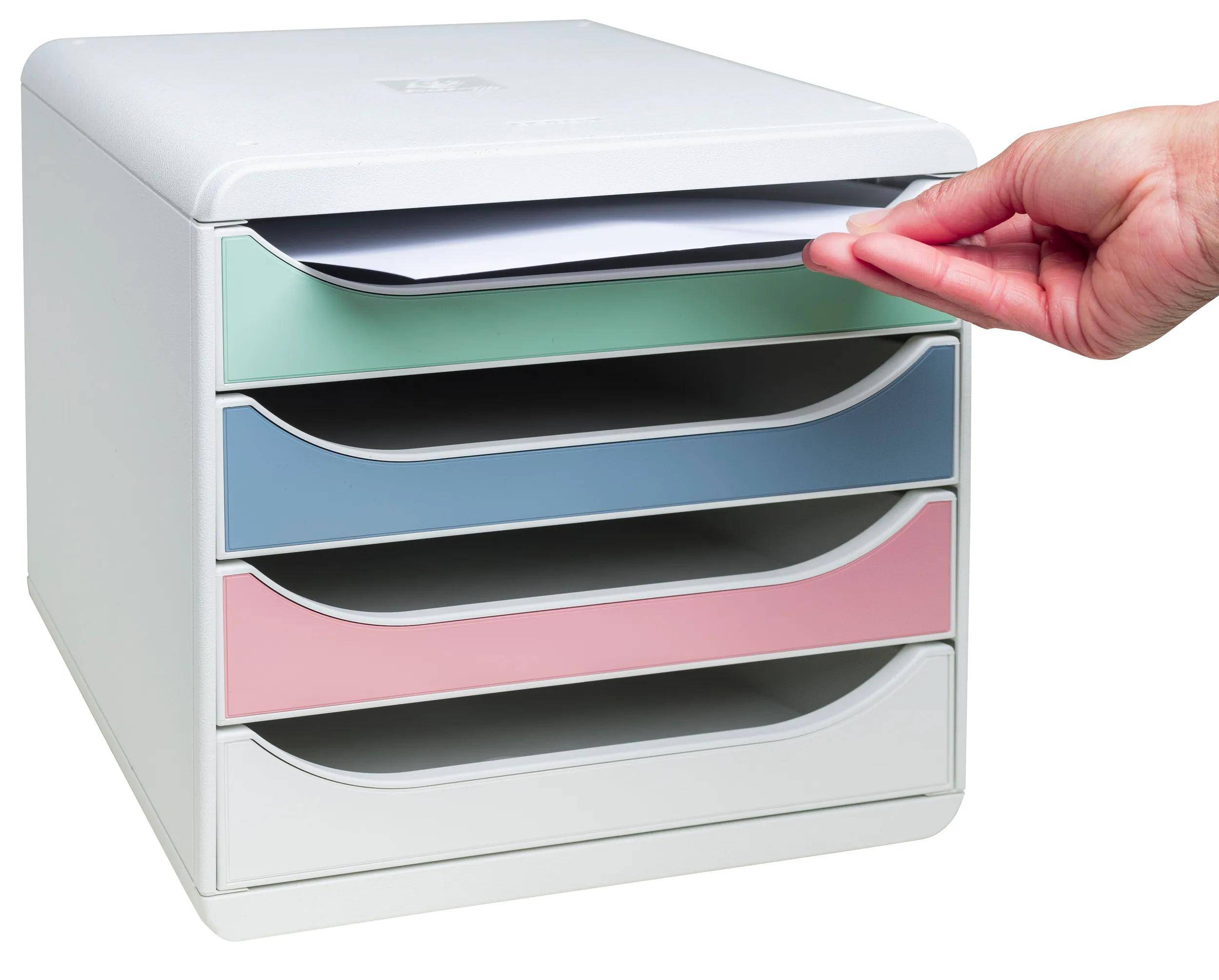 Exacompta Schubladenbox BIG BOX, 4 Schubladen, AutentiK Farben sortiert 310303D