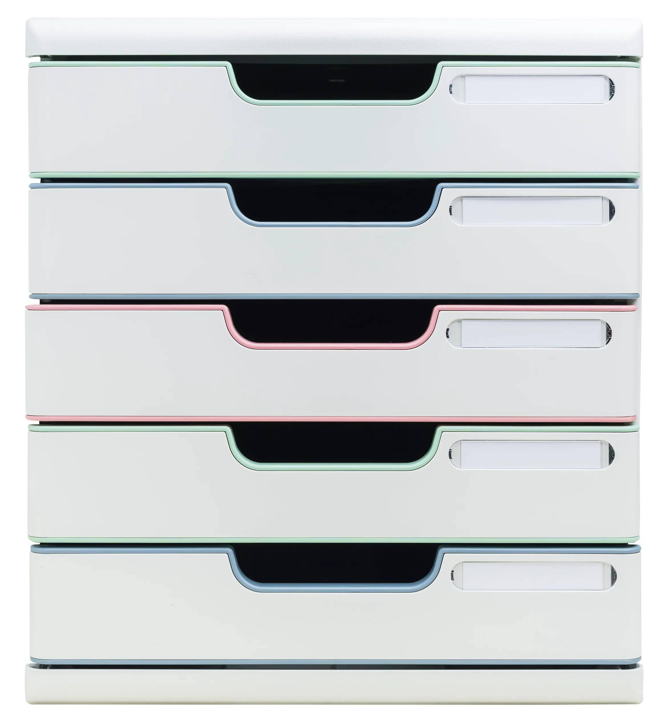 Exacompta Schubladenbox Modulo, 5 Schubladen, AutentiK Farben sortiert 301303D