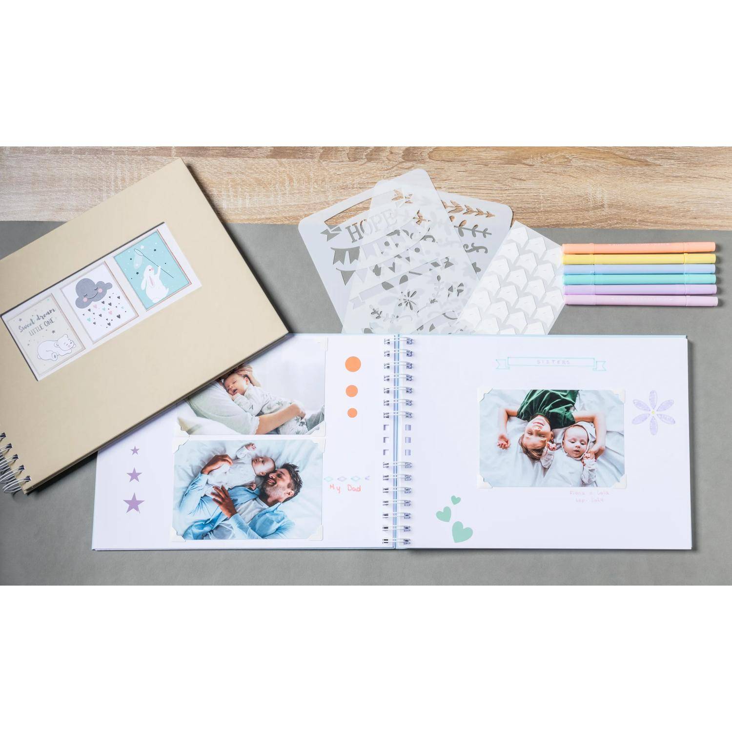 Exacompta Scrapbooking-Set Fotoalbum 50S weiß 32x22 cm Pastellblau - 16806E