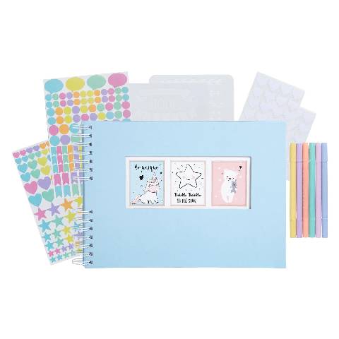 Exacompta Scrapbooking-Set Fotoalbum 50S weiß 32x22 cm Pastellblau - 16806E