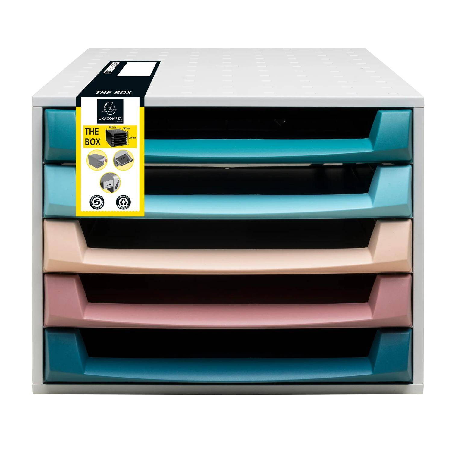 Exacompta Schubladenbox, The Box, Skandi - Farben sortiert - 221606D