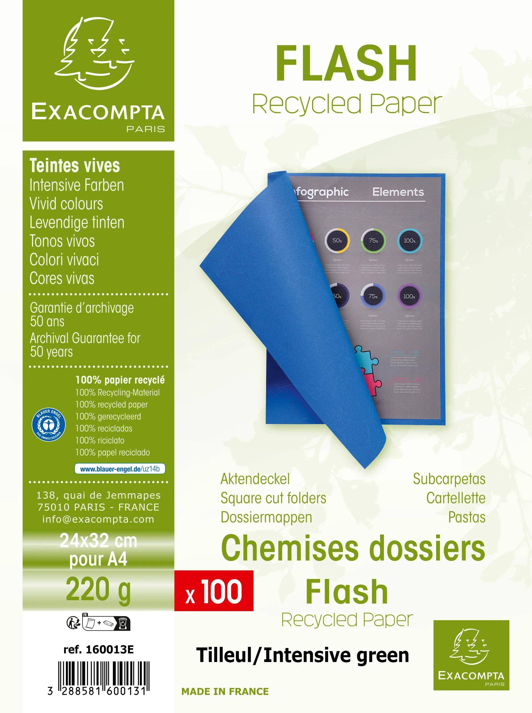 Exacompta 5x 100er Packung Flash 220 Sortiert - Lindgrün - 160013E