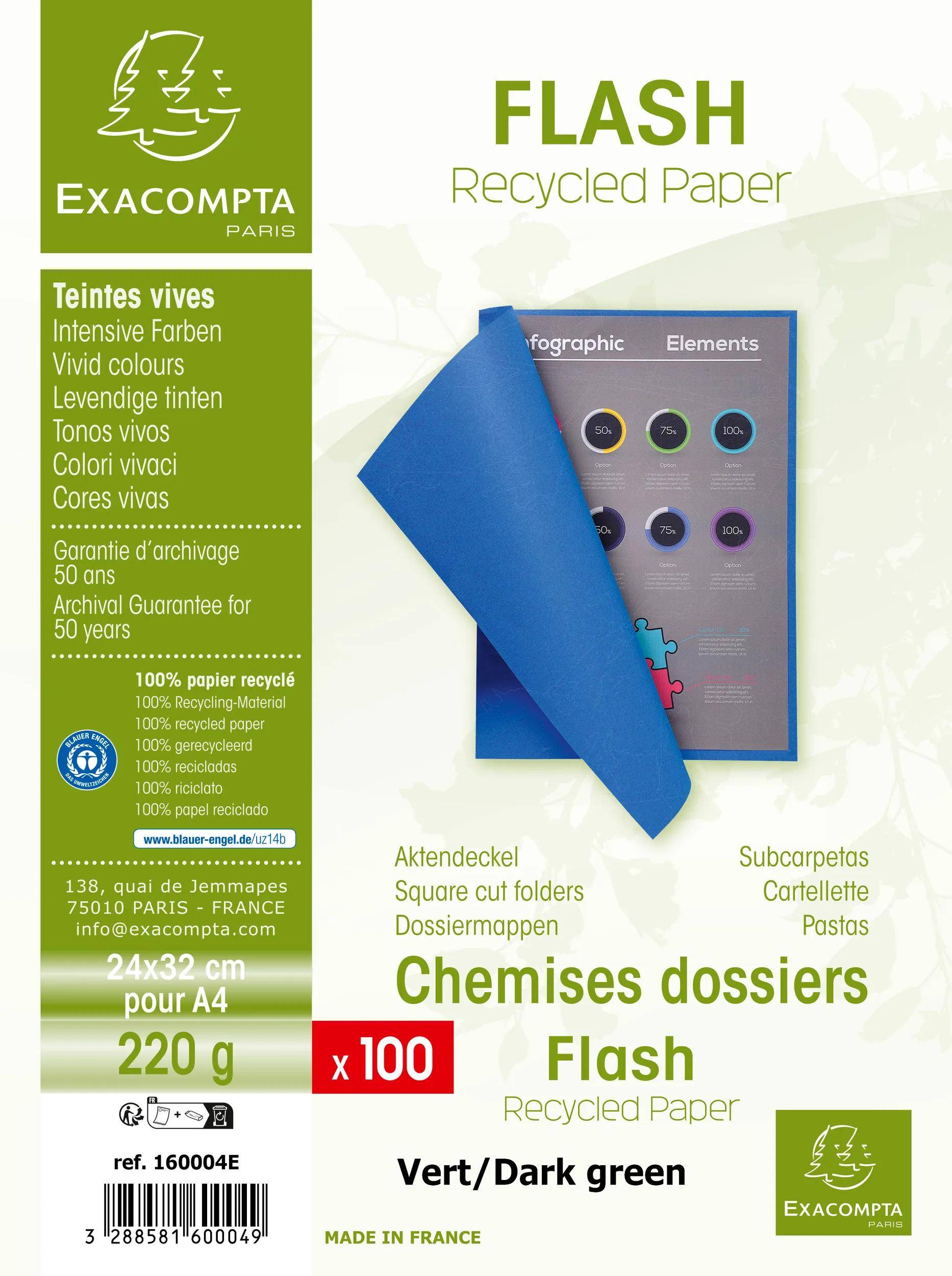 Exacompta 5x 100er Packung Flash 220 Sortiert - Kanariengelb - 160005E