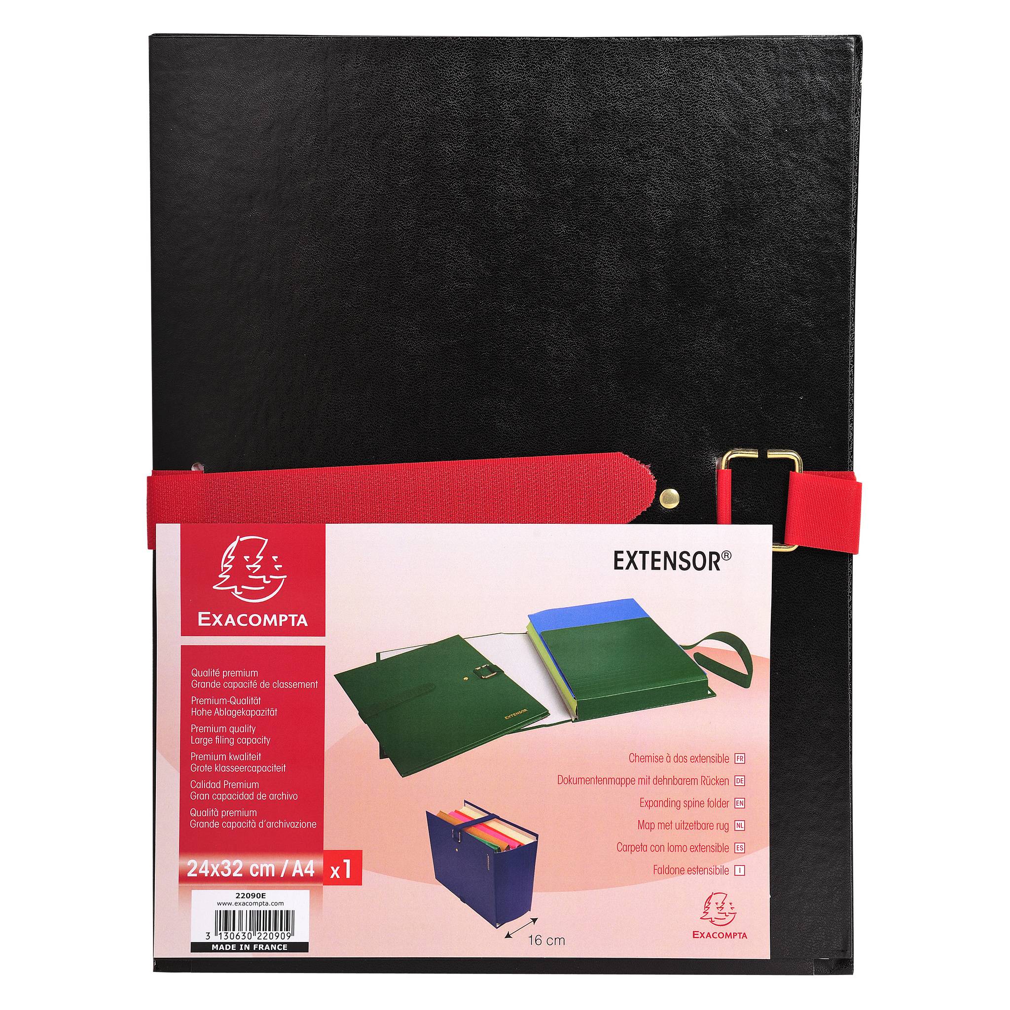 Exacompta 10x Präsentationsmappe Dehnbar Rücken EXTENSOR® - Schwarz - 22001E