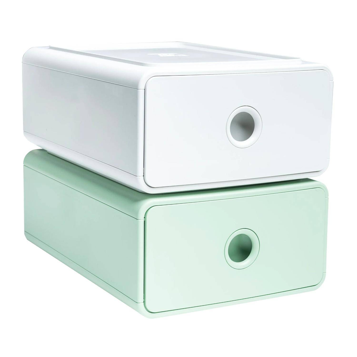 Exacompta 3x Ablagemodul Tiny Box, 1 Schublade, AutentiK - Weiß - 315413D