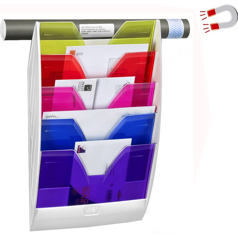 CEP Wand-Prospekthalter Happy, magnetisch, DIN A4, 5 Fächer