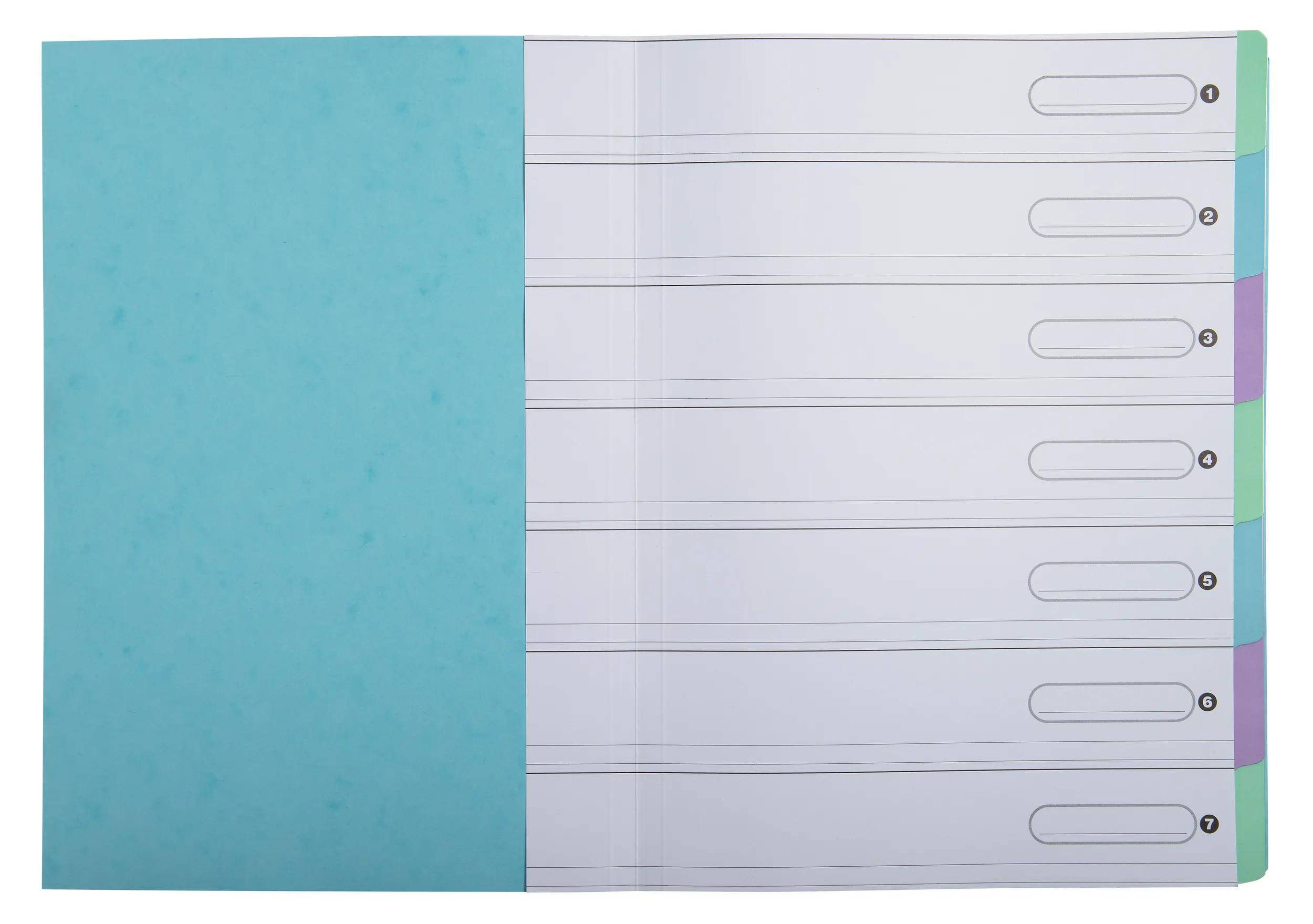 Exacompta 56562E 8x Ordnungsmapp A4 7 Fächer Aquarel blau