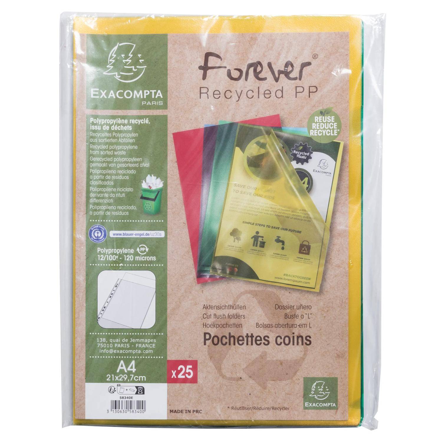Exacompta 58340E 10x Aktensichthüllen A4 PP recy.120µ 25St sortiert