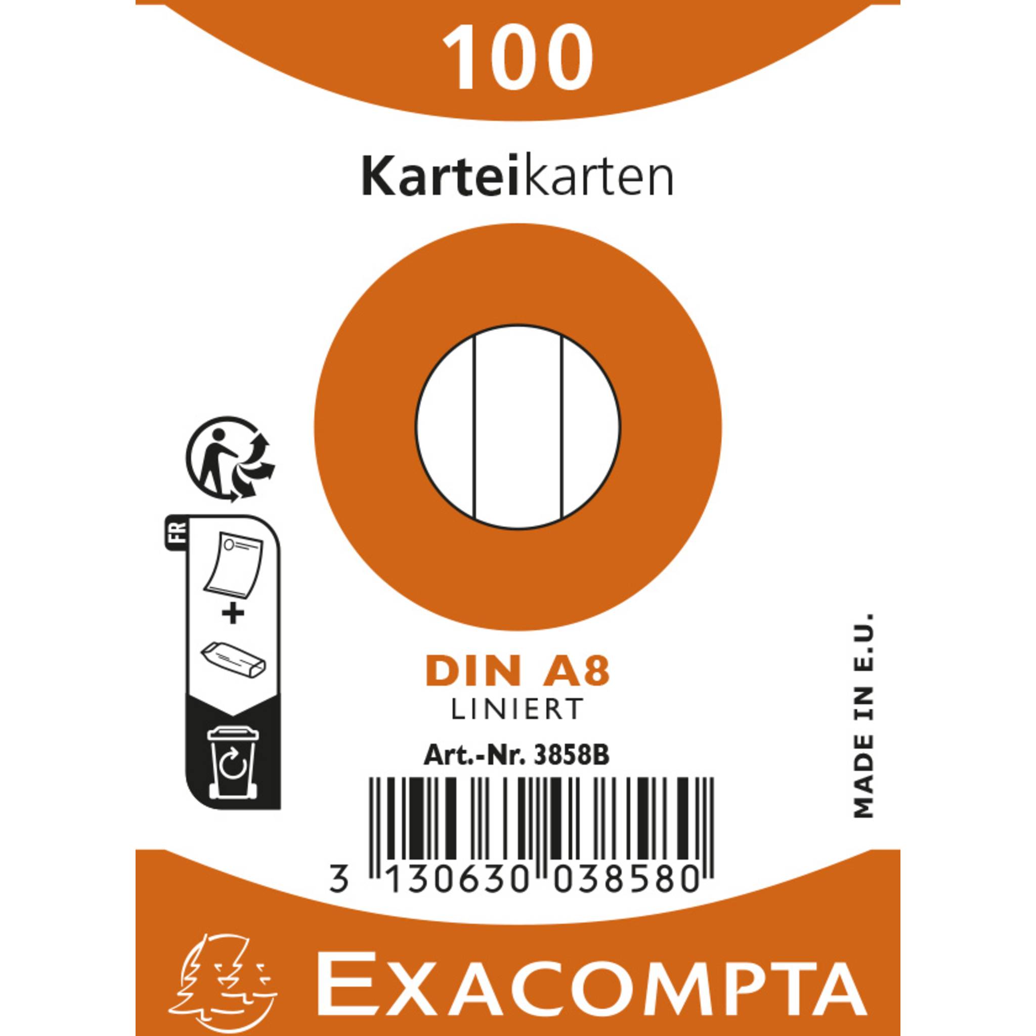 Exacompta 3858B 48x Karteikarten A8 Liniert