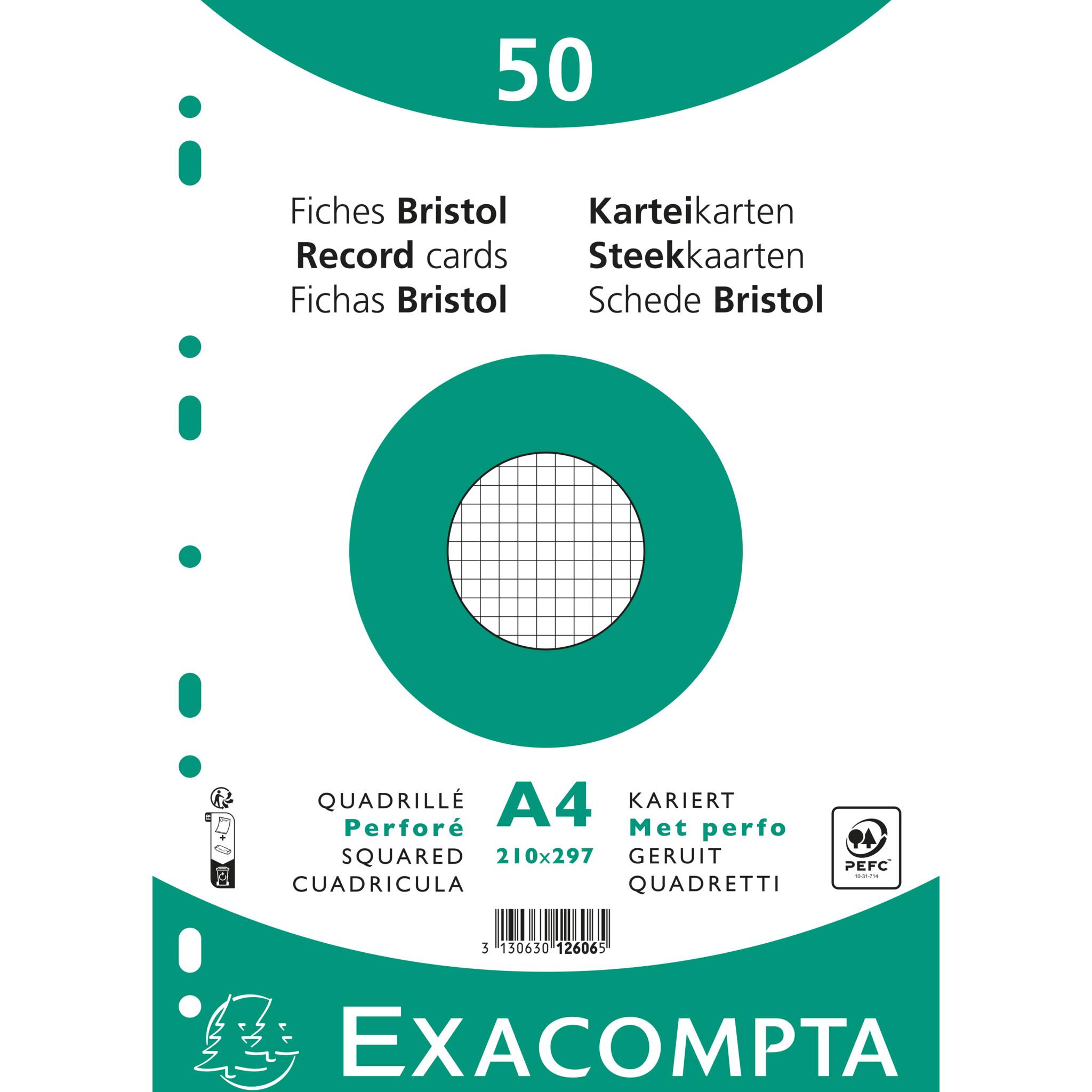 Exacompta 12606E 20x Karteikarten 210x297- Weiß
