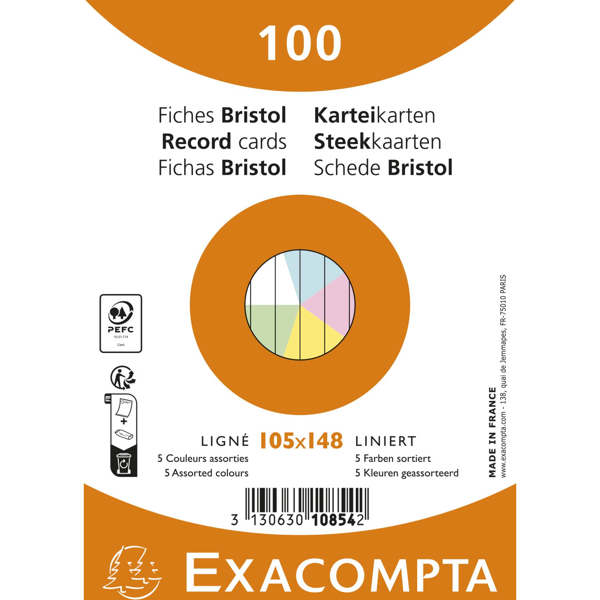 Exacompta 10854E 20x Karteikarten A6 Liniert