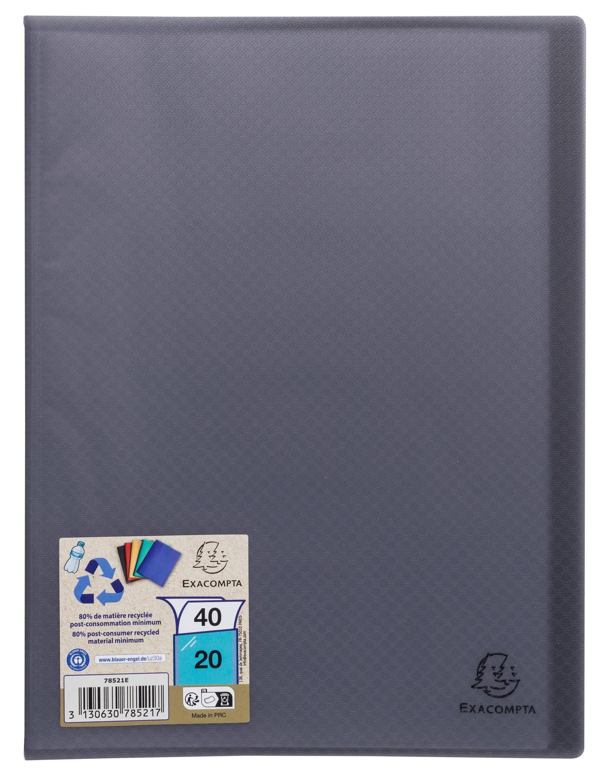 Exacompta 78521E 20x Sichtmappe Opak recycl. A4 20H Schwarz