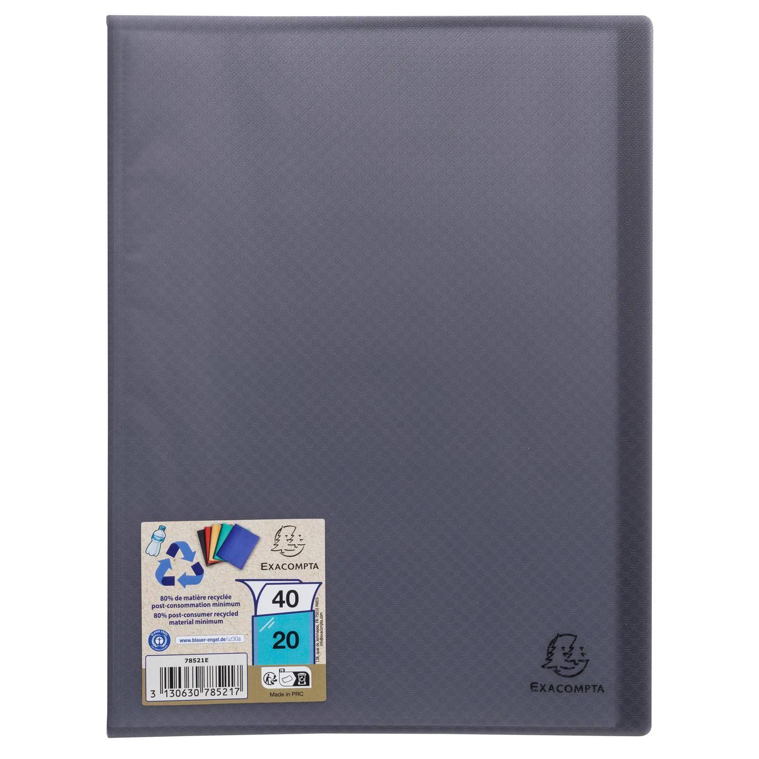 Exacompta 78521E 20x Sichtmappe Opak recycl. A4 20H Schwarz
