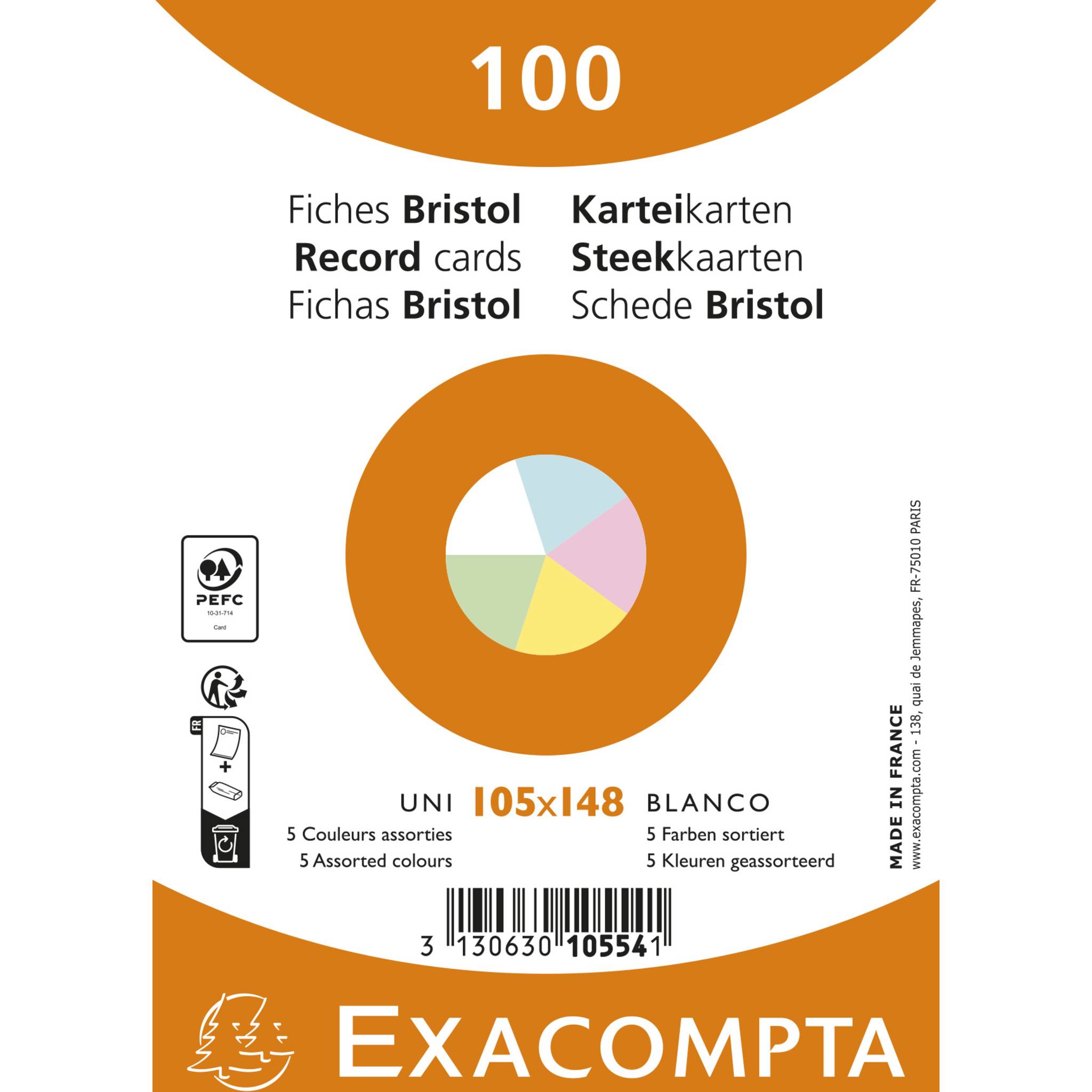 Exacompta 10554E 20x Karteikarten A6 Blanko 100St/Pkg sortiert