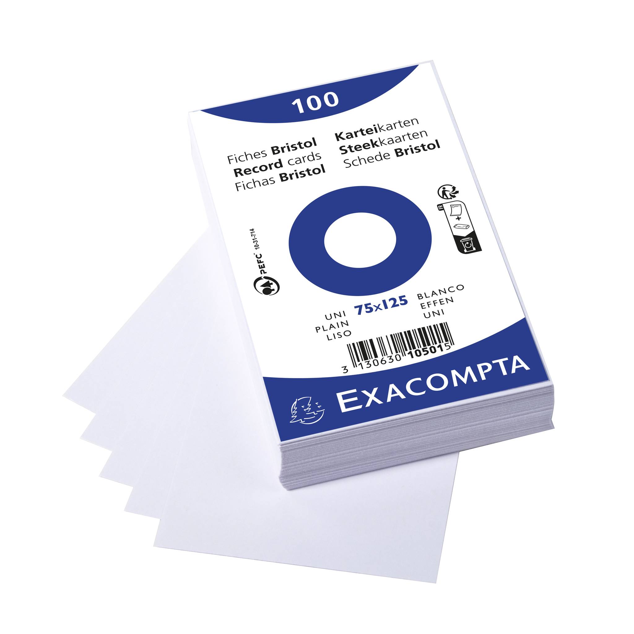 Exacompta 10501E 20x Karteikarten 75x125- Weiß