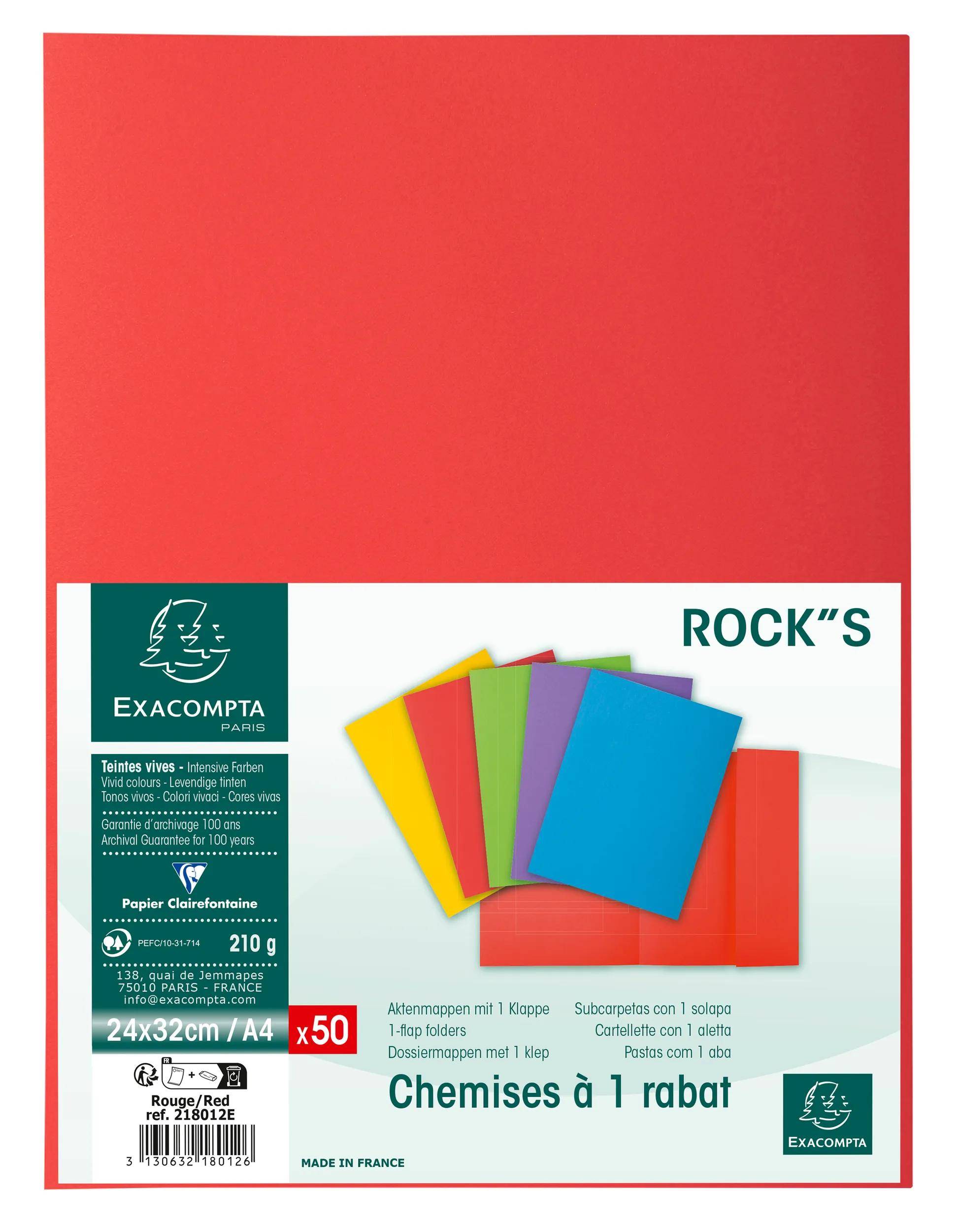 Exacompta 218012E 5x Aktendeckel A4 ROCK''S 50St 1 Klappe Rot