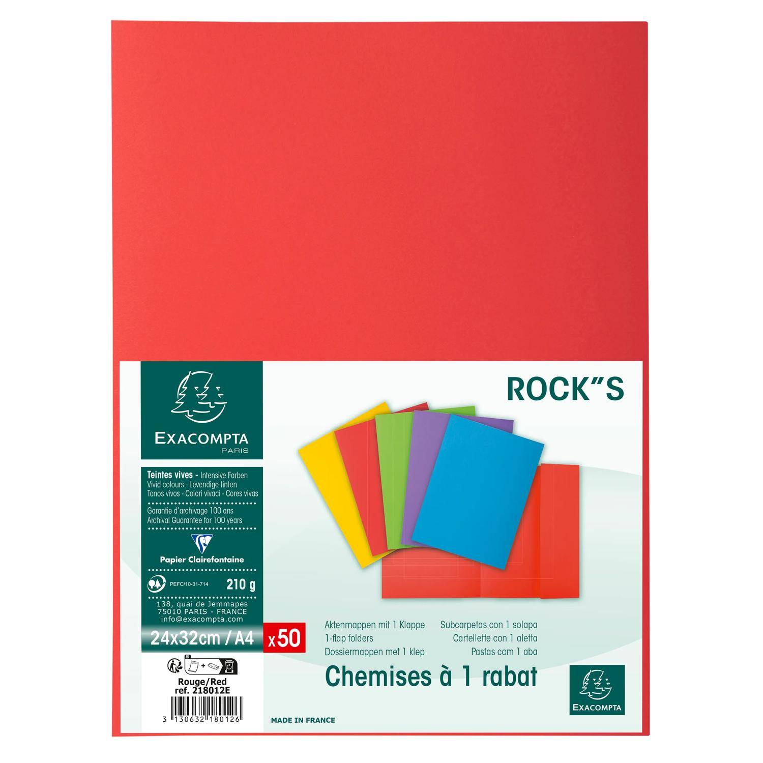Exacompta 218012E 5x Aktendeckel A4 ROCK''S 50St 1 Klappe Rot