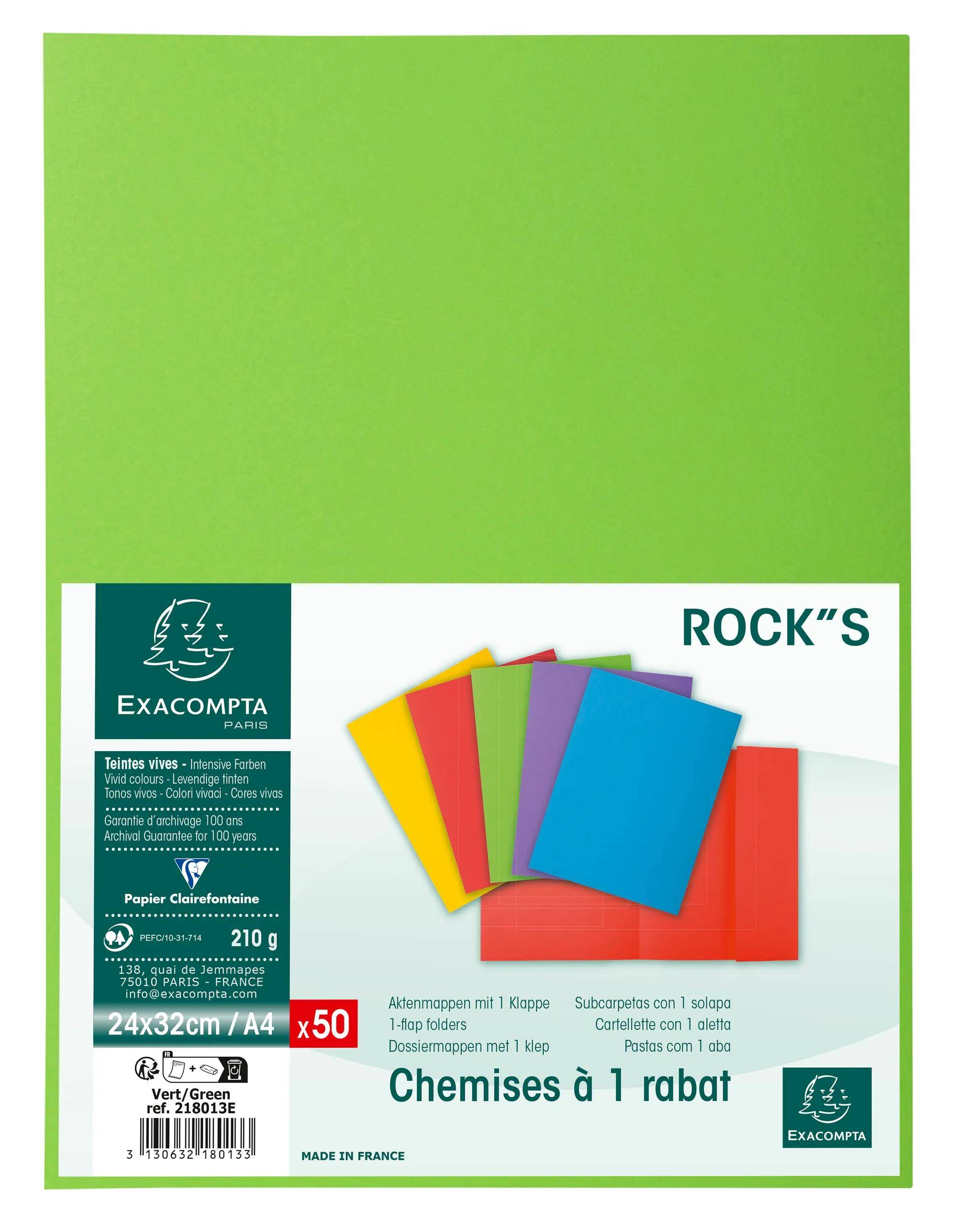 Exacompta 218013E 5x Aktendeckel A4 ROCK''S 50St 1 Klappe Grün