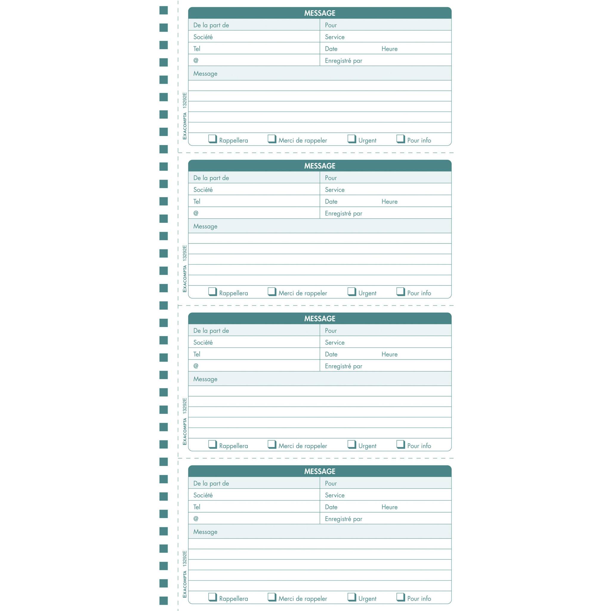 Exacompta 13292E 5x BLOCS MESSAGES SPIR. 29.7X14.8 50D