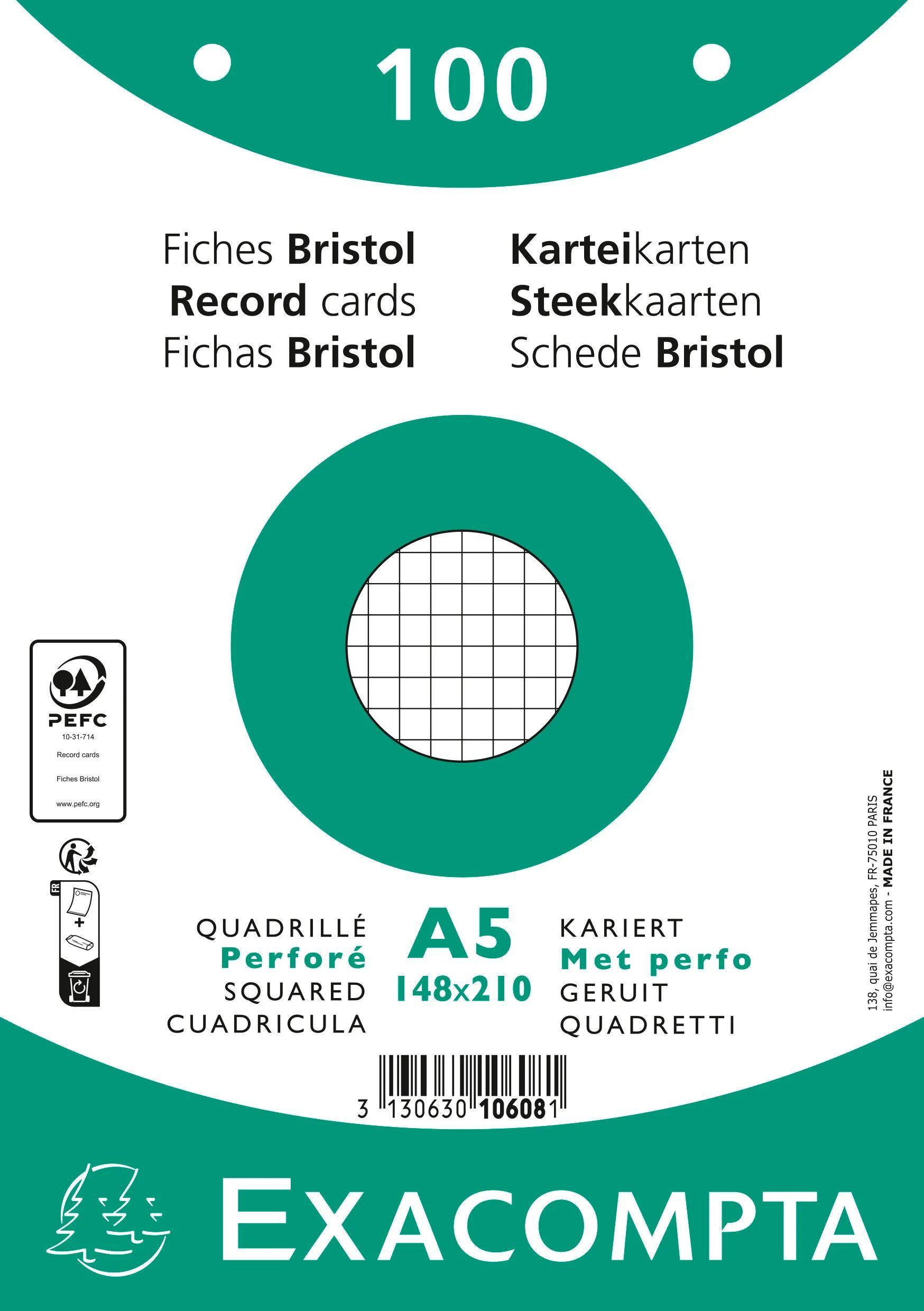 Exacompta 10608E 10x Karteikarten 148x210 Weiß