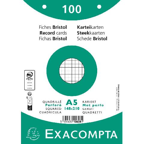Exacompta 10608E 10x Karteikarten 148x210 Weiß