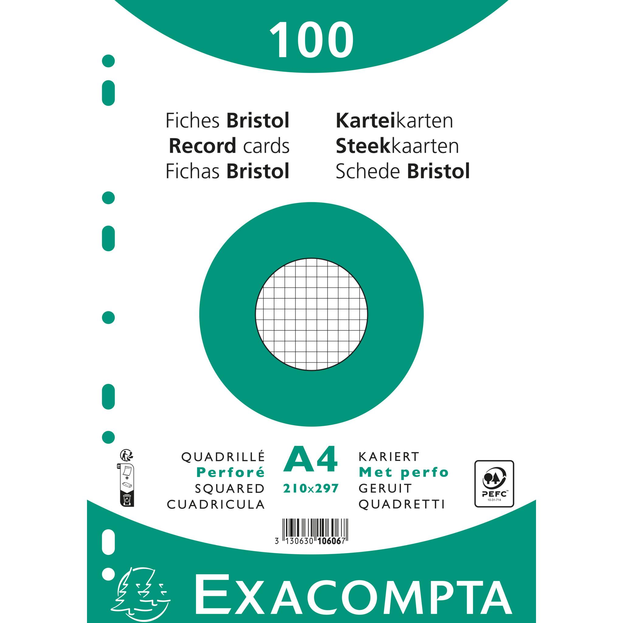 Exacompta 10606E 10x Karteikarten 210x297 Weiß