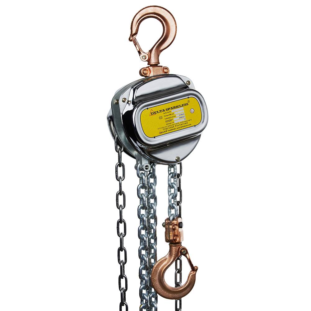 Delta Sparkless Funkenarmer Stirnradkettenzug ATEX Zone 1 verzinkte Lastkette Tragkraft 2,0t Länge 10,0m