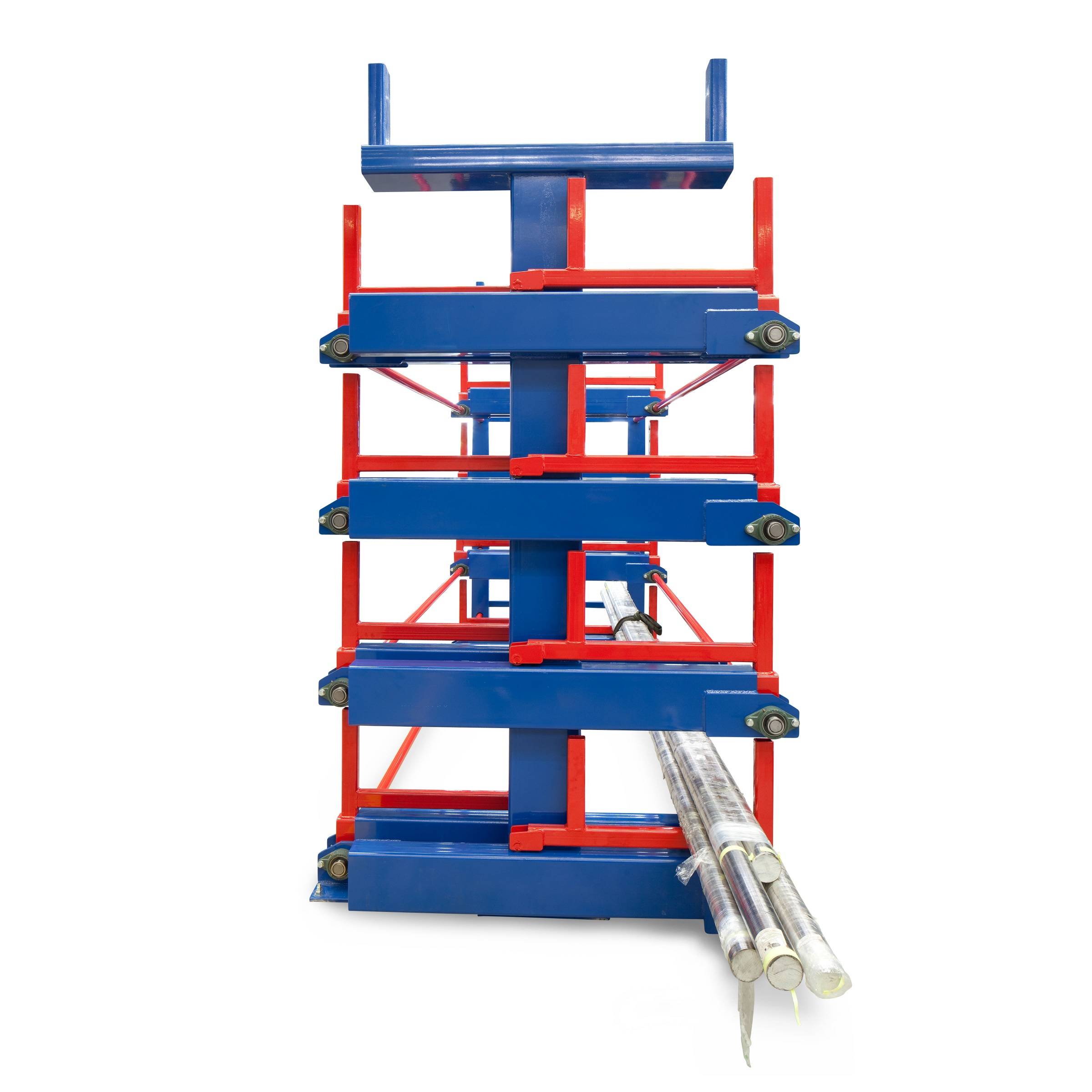RR Industrietechnik Roll-Aus-Regal einseitg Typ RRA-D25 2x4 Lagerebenen plus Dachablage 1500kg Traglast pro Arm