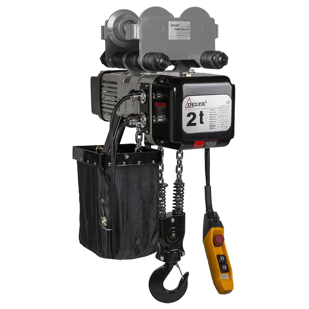 DELTA Elektrischer Kettenzug DTY mit Handfahrwerk - 400V - Tragkraft 2,0t Hubhöhe 10m 2 Geschwindigkeiten 2-Strang