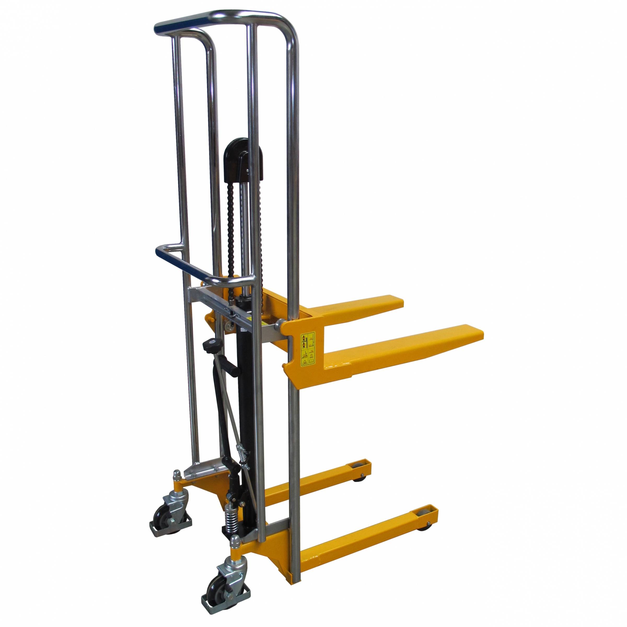 qteck Manuelle Minilifter Single 650mm Gabellänge 85-1500mm Hubhöhe mit 400kg Hubkraft