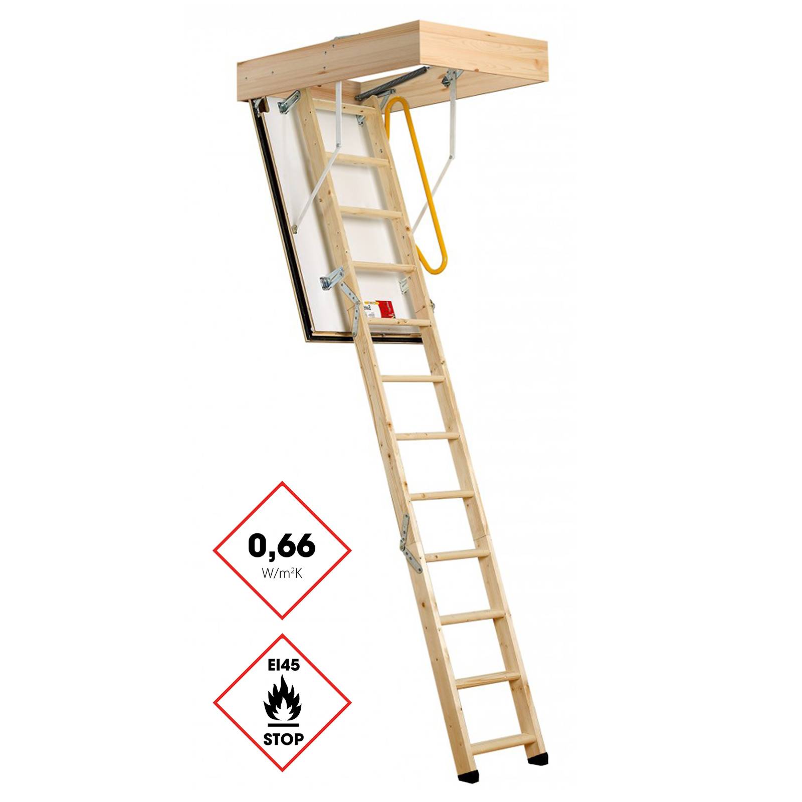 Minka Bodentreppe Eurofire Protect brandhemmend aus Fichte mit ISO-OD U-Wert 0,27 W/m2K bis 275cm Raumhöhe 114x55cm Deckenöffnung