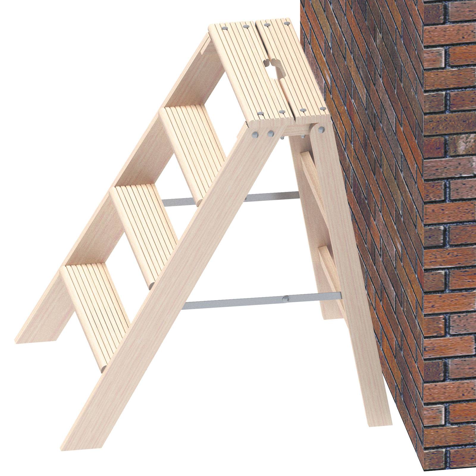 Layher 1055 klappbarer Holzstufentritt 4 Stufen