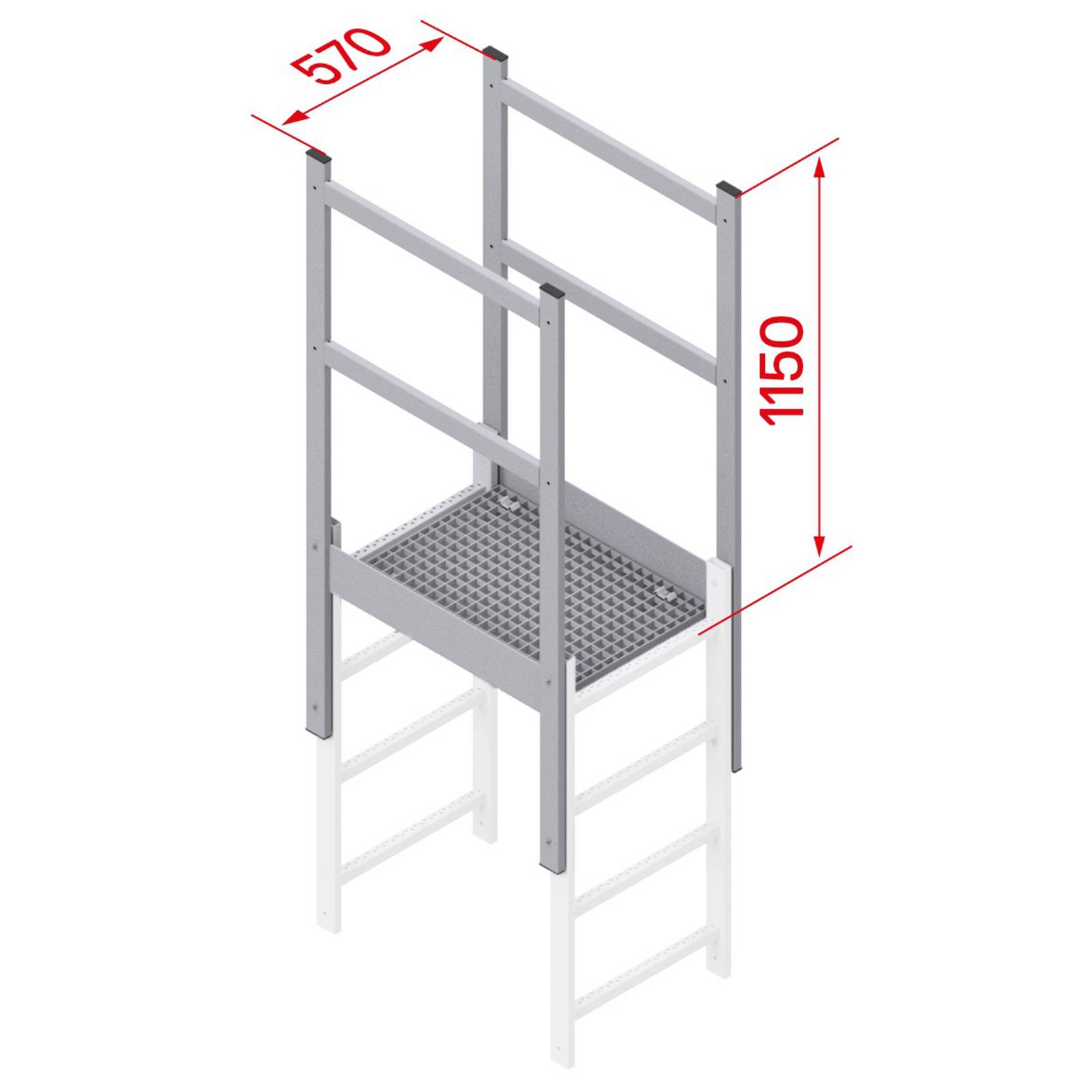 Hymer Ausstieg mit Übergang Stahl verzinkt 1m Länge