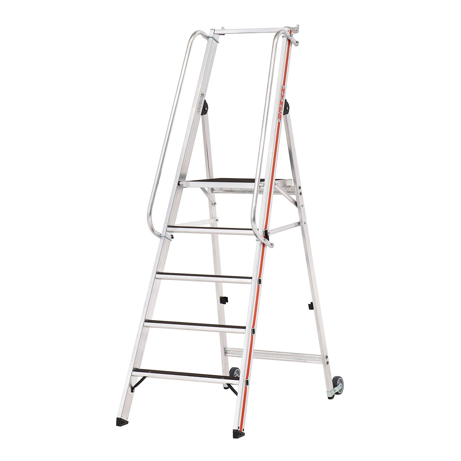 Hymer Plattformleiter R13 mit Kipprollen und langem Handlauf 5 Stufen