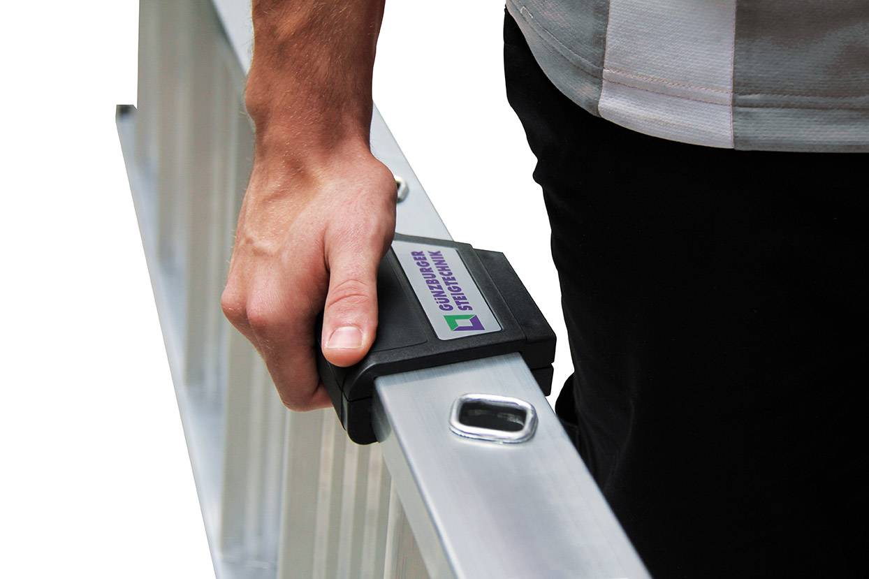 MUNK Stufenanlegeleiter mit nivello-Traverse und Ergo-Pad 16 Stufen