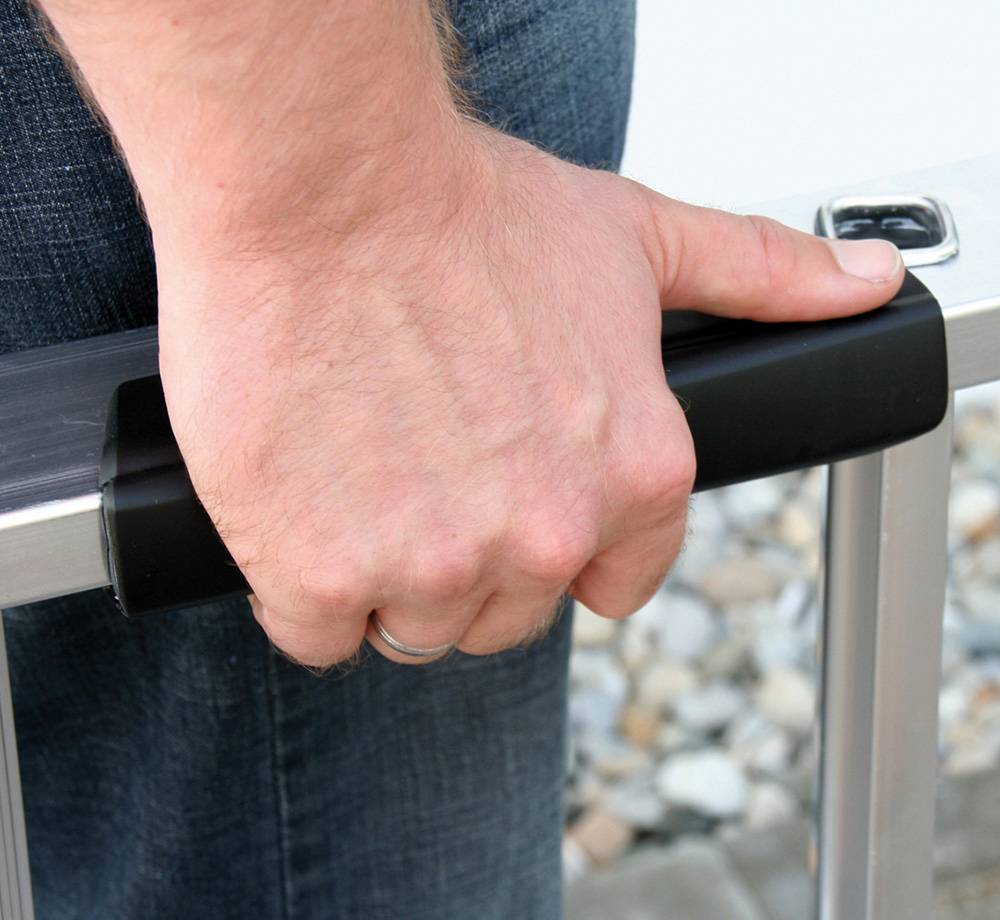 MUNK Stufenanlegeleiter mit nivello-Traverse und Ergo-Pad 14 Stufen