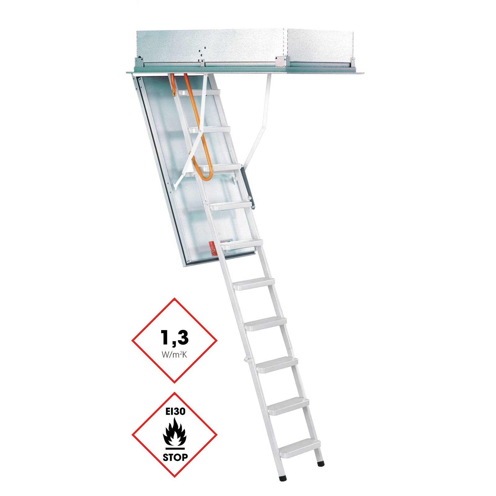 Minka Bodentreppe Type 12 Solid brandhemmend mit ISO-OD U-Wert 0,7 W/m2K bis 275cm Raumhöhe 130x70cm Deckenöffnung