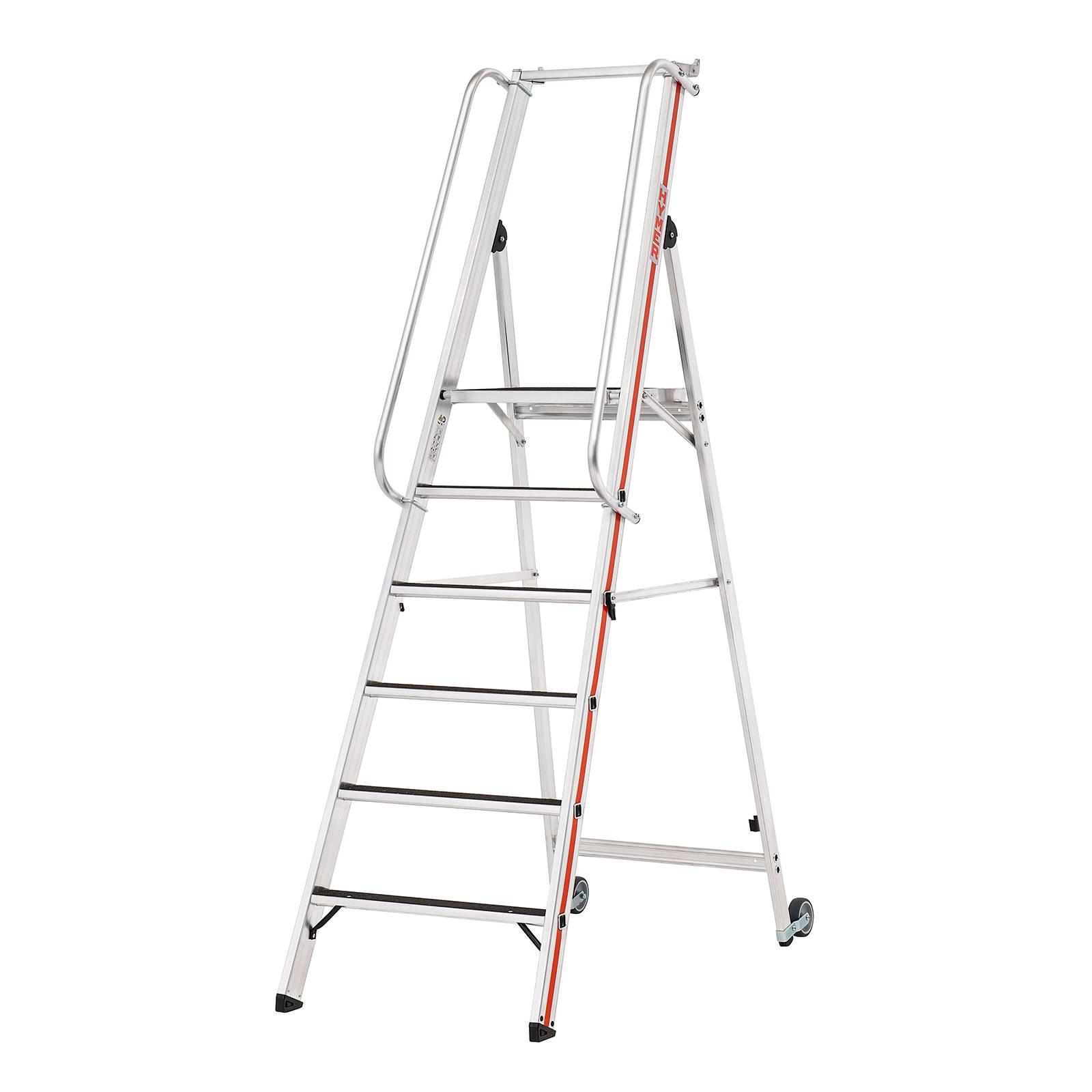 Hymer Plattformleiter R13 mit Kipprollen und langem Handlauf 6 Stufen