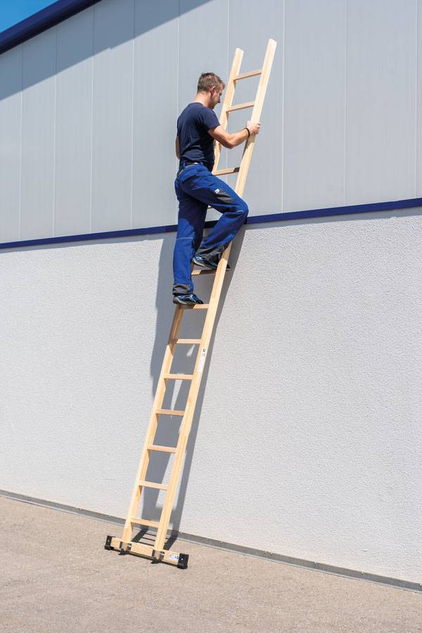 MUNK Holz-Anlegeleiter mit nivello-Traverse 12 Sprossen