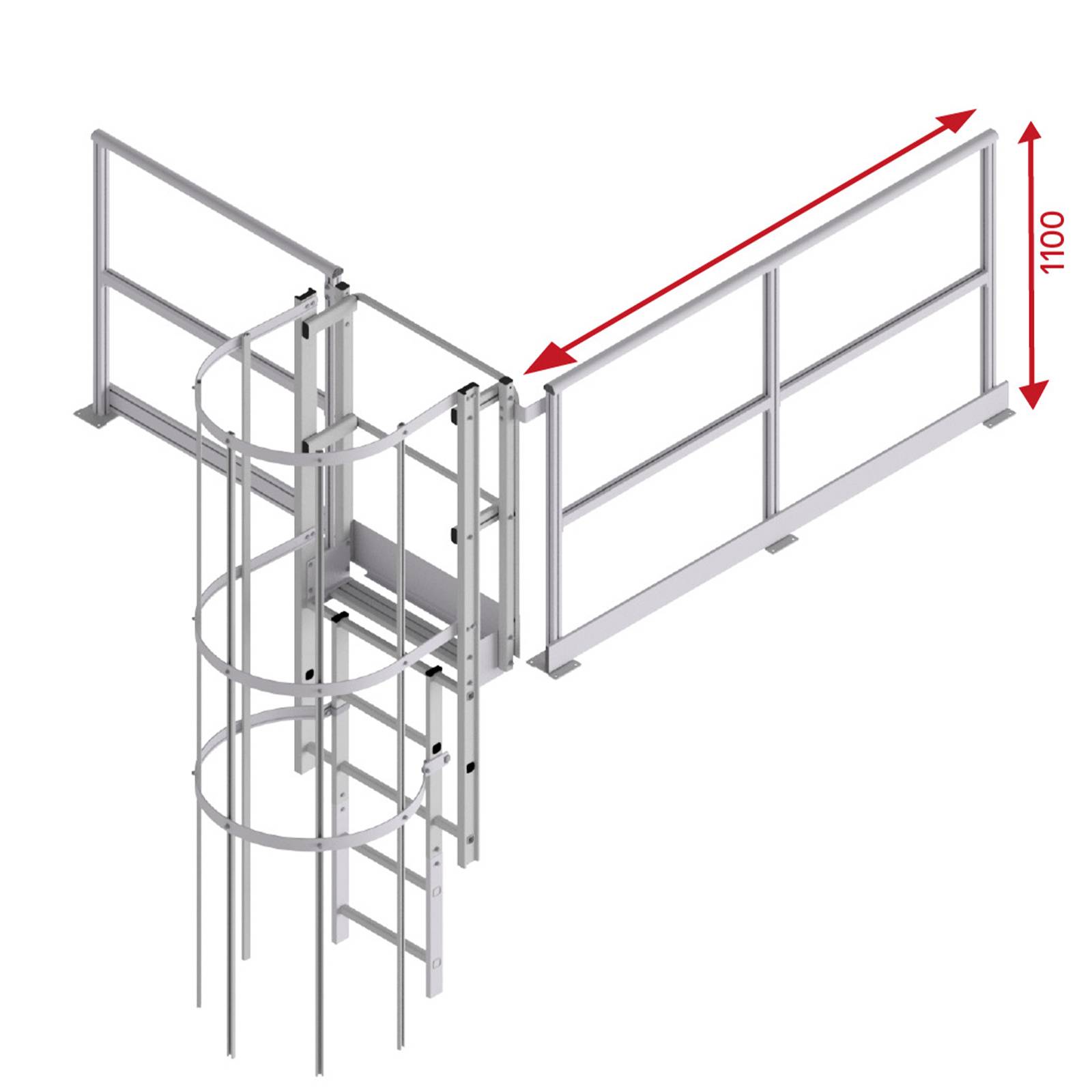 Hymer Geländer für Ausstieg Alu 1,09m Länge