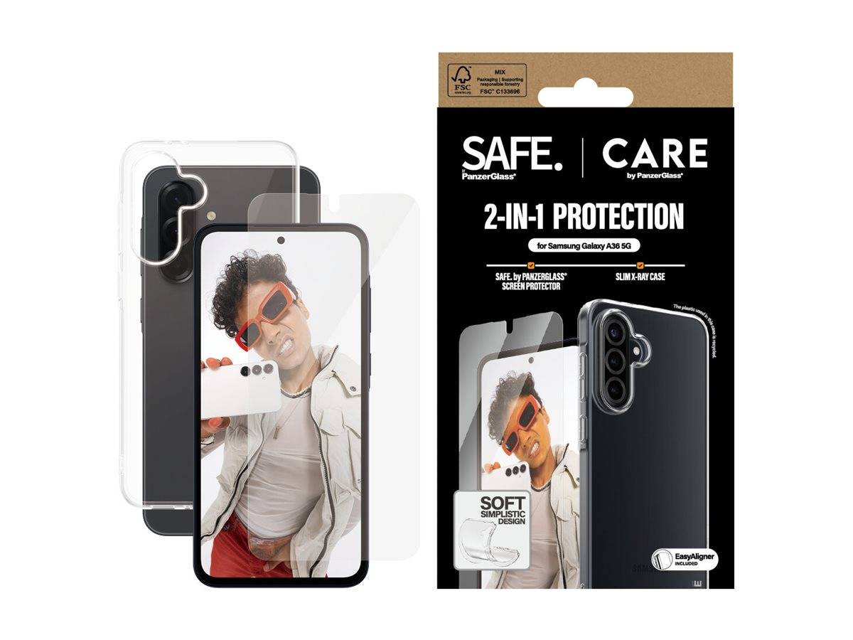 2-in-1-Schutz von PanzerGlass für Samsung Galaxy A54 5G' mit Handyhülle und Displayschutz abgebildet.